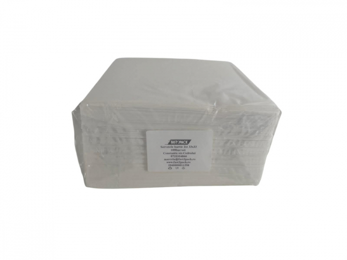 Servetele de hartie - doua straturi - albe 33x33 100buc/set [2]