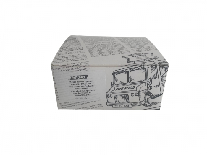 Cutii meniu carton model ziar 130x130 50buc/set [2]