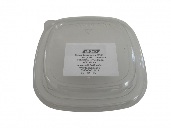 Capac transparent patrat fara gaura 130 50buc/set [2]