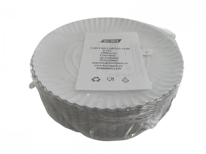Farfurii carton albe R1 D23 100buc/set [2]