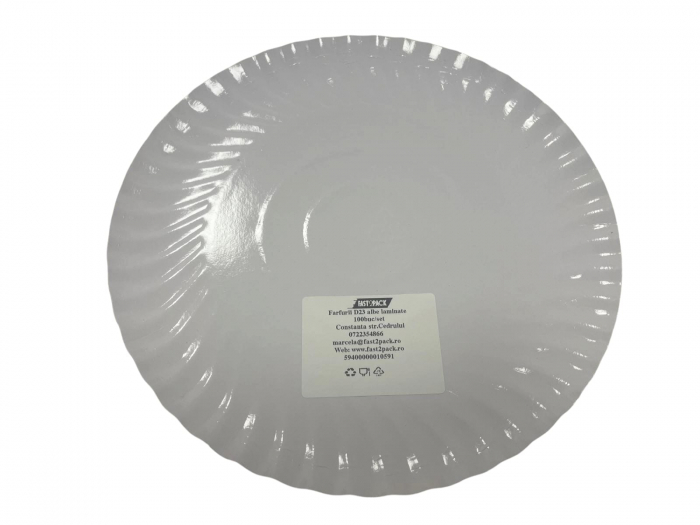 Farfurii D23 albe laminate 100buc/set [2]