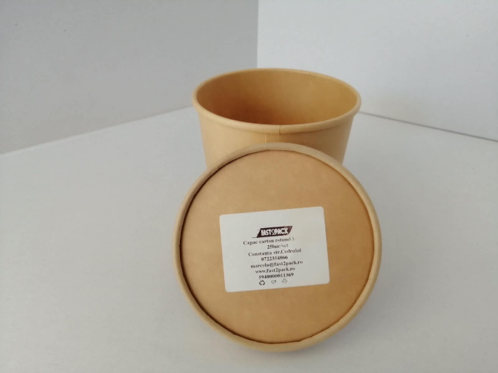 Capac carton rotund Kraft D115 plat 25buc/set [2]
