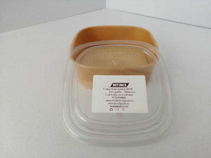 Capac transparent patrat fara gaura 130 50buc/set [2]