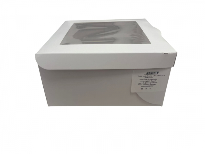 Cutii prajituri display albe 21 x 21 x 10.5 100buc/set [2]
