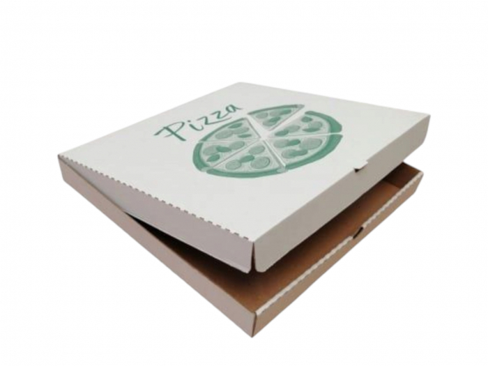 Cutii Pizza alb cu verde 280 x 280 x 35 mm [2]