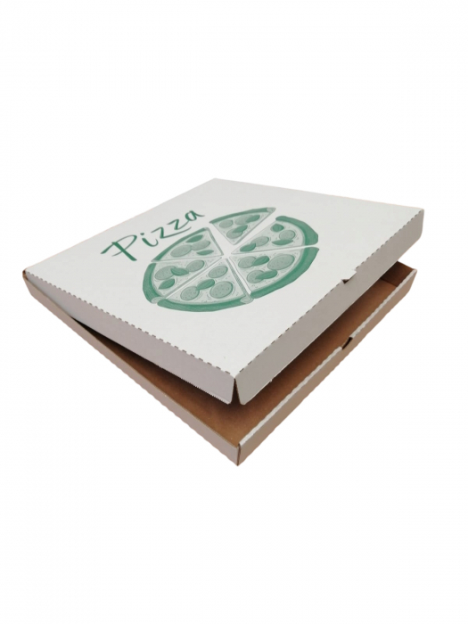 Cutii Pizza alb cu verde 330 x 330 x 35 mm [2]
