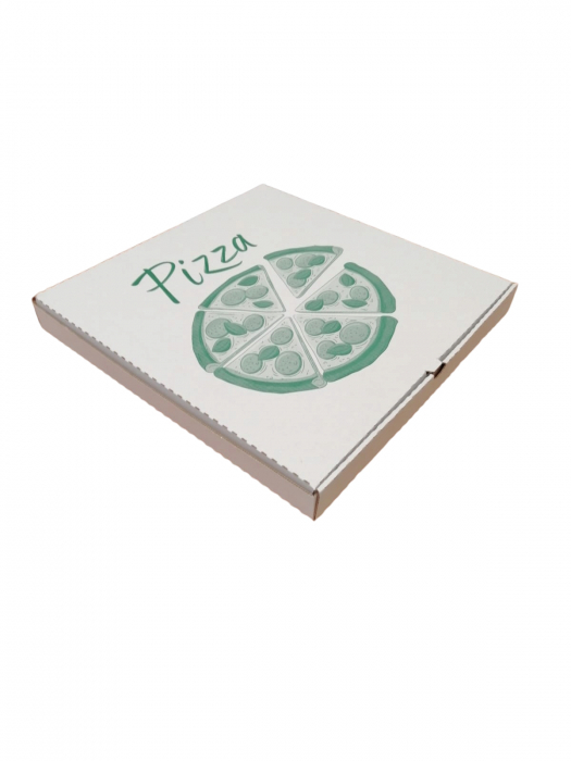 Cutii Pizza alb cu verde 330 x 330 x 35 mm [1]
