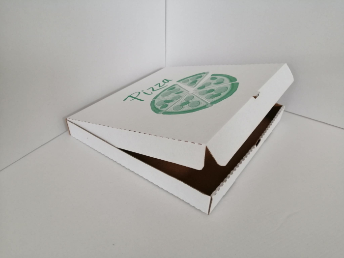 Cutii Pizza alb cu verde / rosu / negru 300 x 300 x 35 mm, 50buc/set [2]