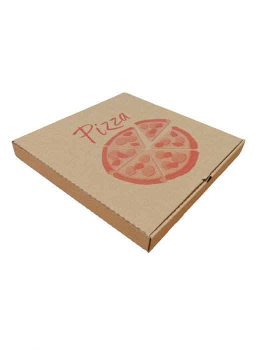 Cutii Pizza natur cu rosu 330 x 330 x 35 mm [1]