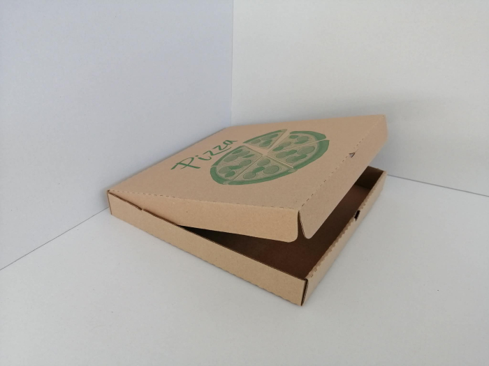 Cutii Pizza natur cu verde / rosu / negru  280 x 280 x 35 mm, 50buc/set [2]