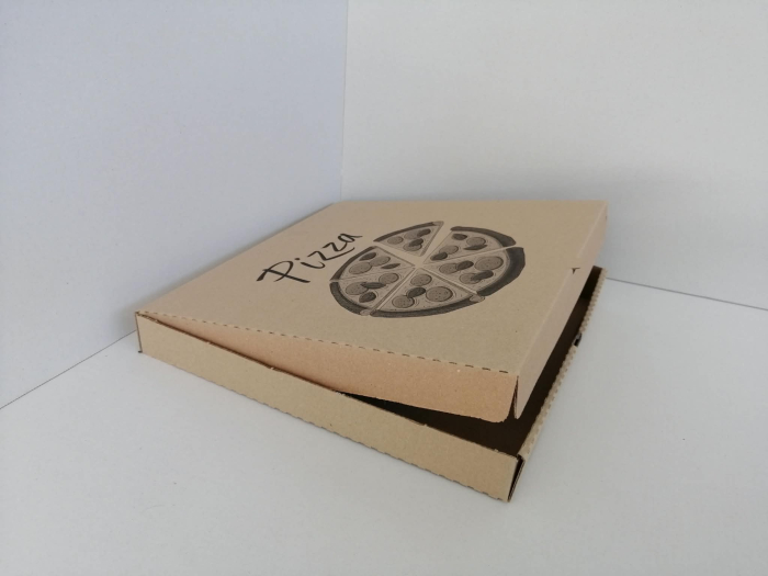 Cutii Pizza natur cu verde / rosu / negru 300 x 300 x 35 mm, 50buc/set [2]