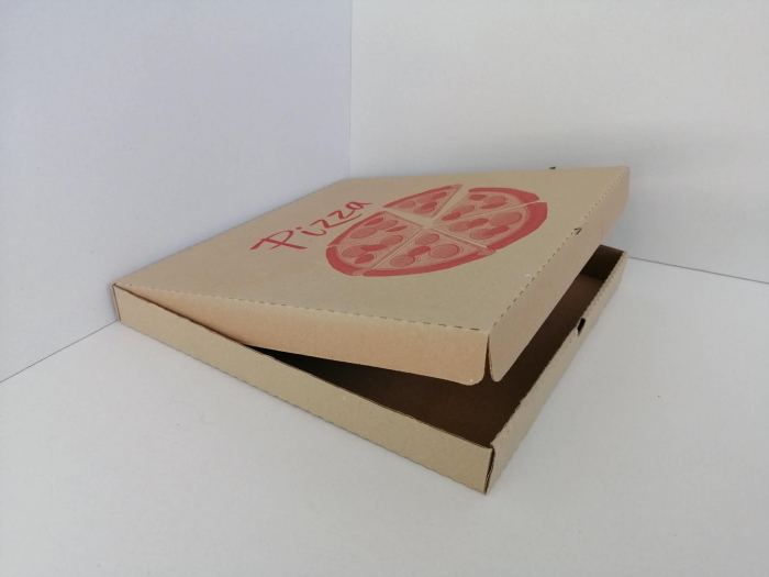 Cutii Pizza natur cu verde / rosu / negru  330 x 330 x 35 mm, 50buc/set [2]