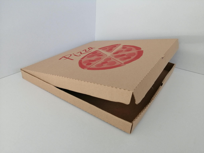 Cutii Pizza natur cu verde / rosu / negru 420 x 420 x 35 mm, 50buc/set [2]