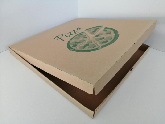 Cutii Pizza natur cu verde / rosu / negru 500 x 500 x 40 mm, 25buc/set [2]