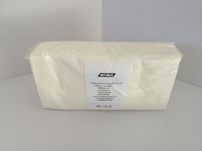 Servetele de hartie - doua straturi chenar - crem 33 x 33 250buc/set [2]