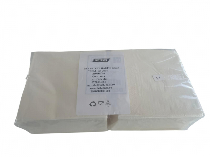 Servetele de hartie - doua straturi chenar - crem 33x33 250buc/set [2]