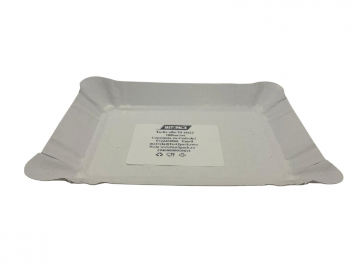 Tăvițe Albe T4 16 x 12 cm – Set de 100 Bucăți [1]