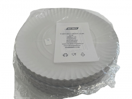 Farfurii carton albe R2 D26 100buc/set [1]