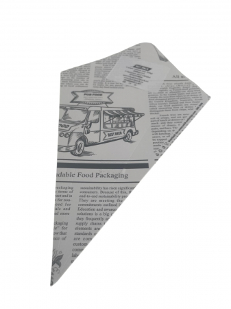 Ambalaje Fast Food - Cornet carton model ziar 250g 200buc/set