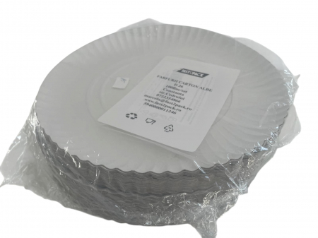 Ambalaje Diverse - Farfurii carton albe R2 D26 100buc/set