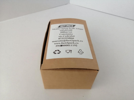 Ambalaje Fast Food - Cutii meniu carton K 1cl 145x85x60mm  50buc/set