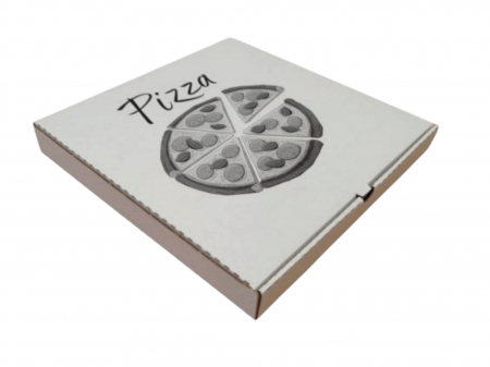 Ambalaje Pizza - Cutii Pizza alb cu negru 300 x 300 x 35 mm
