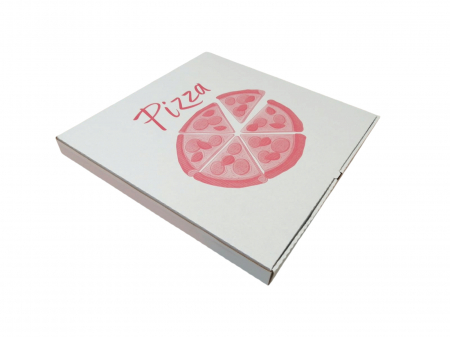 Ambalaje Pizza - Cutii Pizza alb cu rosu 500 x 500 x 40 mm