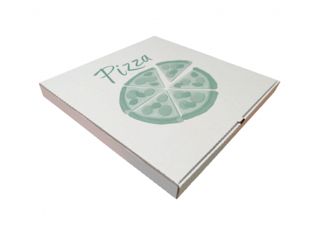 Ambalaje Pizza - Cutii Pizza alb cu verde 420 x 420 x 35 mm
