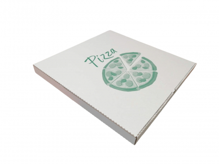 Ambalaje Pizza - Cutii Pizza alb cu verde 500 x 500 x 40 mm