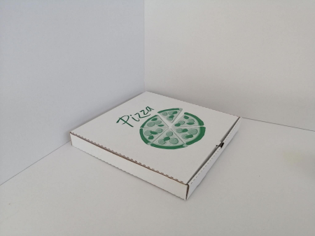 Ambalaje Pizza - Cutii Pizza alb cu verde / rosu / negru 280 x 280 x 35 mm 50buc/set