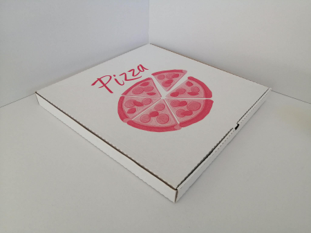 Ambalaje Pizza - Cutii Pizza alb cu verde / rosu / negru 420 x 420 x 35 mm, 50buc/set