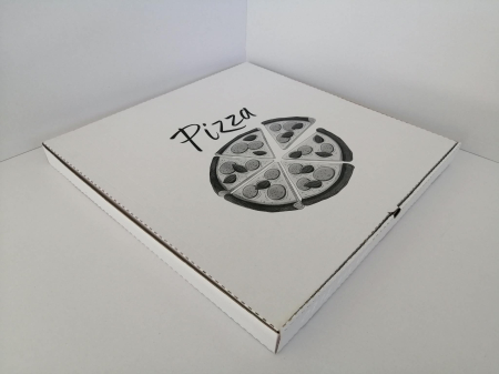 Ambalaje Pizza - Cutii Pizza alb cu verde / rosu / negru 500 x 500 x 40 mm 25buc/set