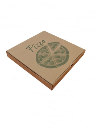 Ambalaje Pizza - Cutii Pizza natur cu verde 280 x 280 x 35 mm