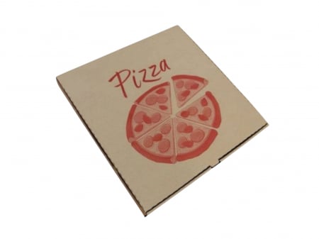 Ambalaje Pizza - Cutii Pizza natur cu rosu 280 x 280 x 35 mm