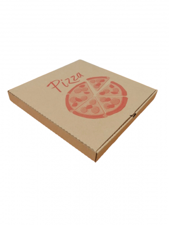 Ambalaje Pizza - Cutii Pizza natur cu rosu 330 x 330 x 35 mm