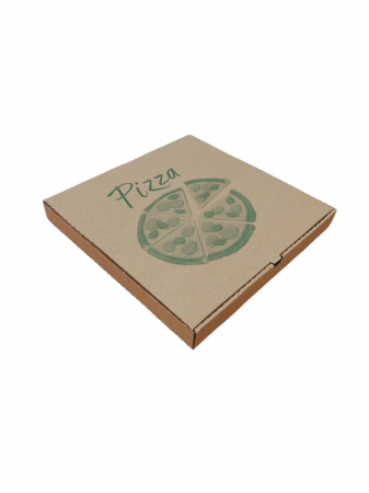 Ambalaje Pizza - Cutii Pizza natur cu verde 300 x 300 x 35 mm