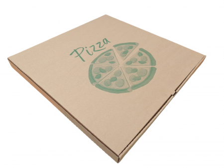 Ambalaje Pizza - Cutii Pizza natur cu verde 500 x 500 x 40 mm