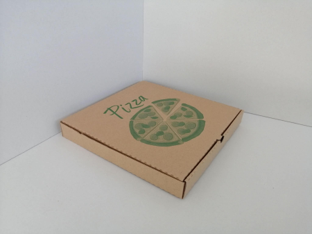 Ambalaje Pizza - Cutii Pizza natur cu verde / rosu / negru  280 x 280 x 35 mm, 50buc/set