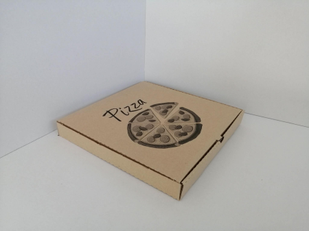 Ambalaje Pizza - Cutii Pizza natur cu verde / rosu / negru 300 x 300 x 35 mm, 50buc/set