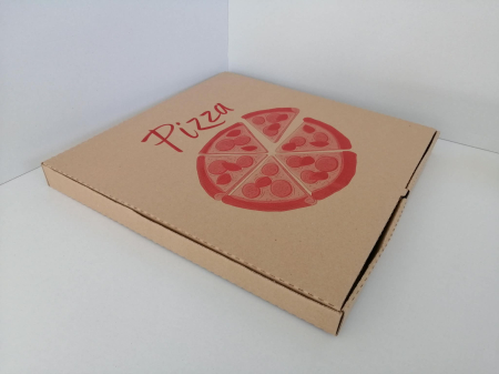 Ambalaje Pizza - Cutii Pizza natur cu verde / rosu / negru 420 x 420 x 35 mm, 50buc/set