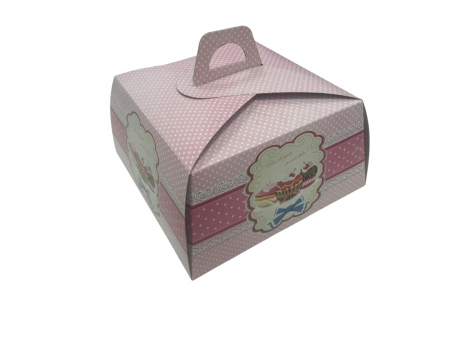 Ambalaje Cofetărie - Cutii tort 26 patrate roz  50buc/set
