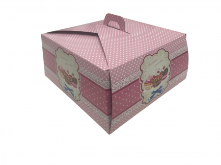 Ambalaje Cofetărie - Cutii tort 30 patrate roz 50buc/set