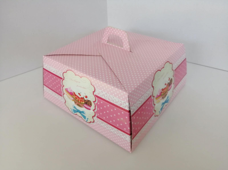 Ambalaje Cofetărie - Cutii tort 30 patrate roz 50buc/set