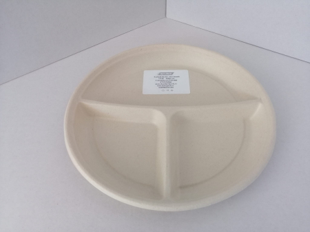 Ambalaje Fast Food - Farfurii bio EU natur rotunde U240 3 compartimente 50buc/set