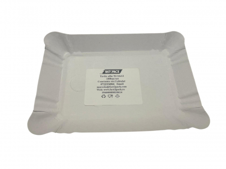 Tăvițe Albe T4 16 x 12 cm – Set de 100 Bucăți [1]