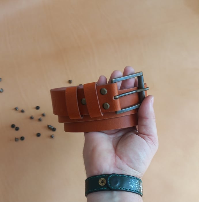 Curea bărbați din piele naturală de bovină maro – stil casual [2]