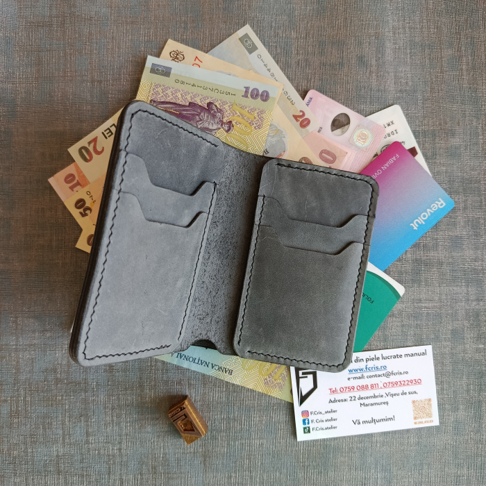 Portofel din piele pentru barbati , gri [6]