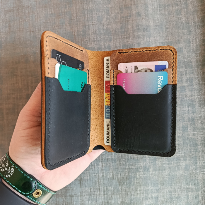 Portofel din piele pentru barbati , negru si  maro [5]