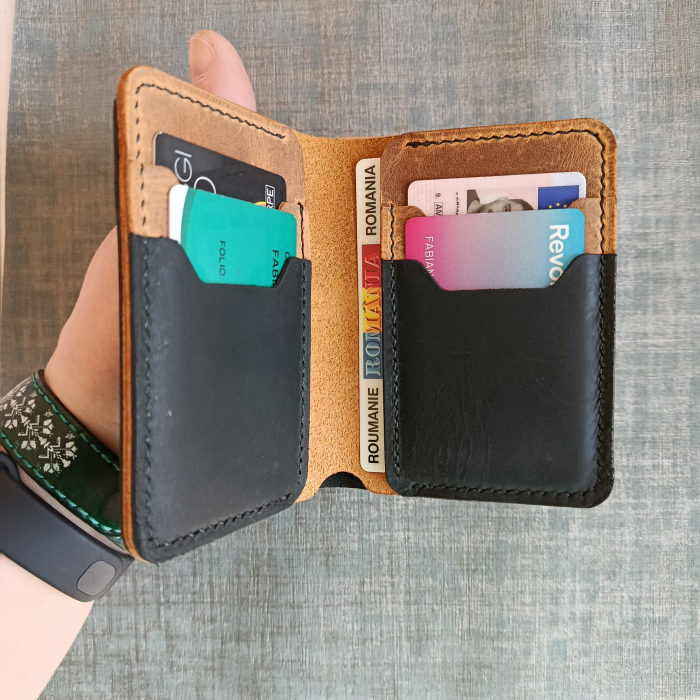 Portofel din piele pentru barbati , negru si  maro [2]