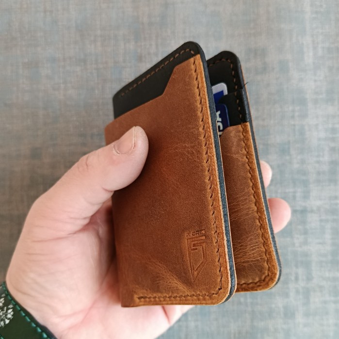 Portofel din piele pentru barbati, maro si negru [7]